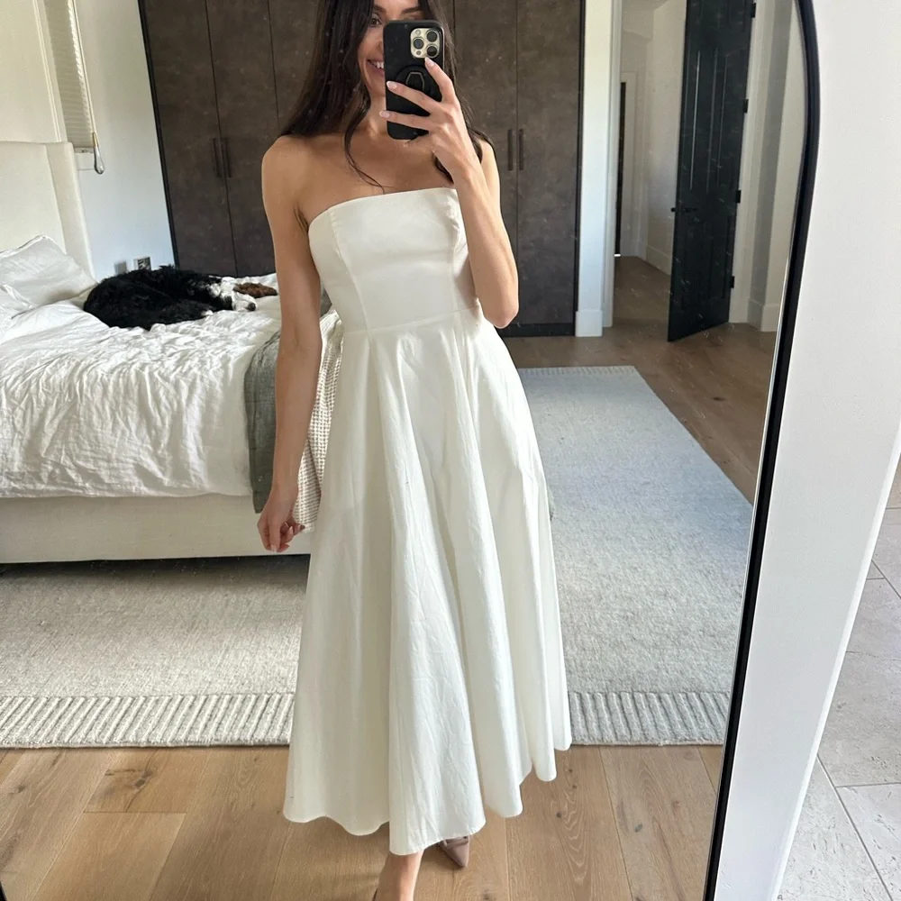 Reformation Strapless Cream Dress - Picture 5 of 6